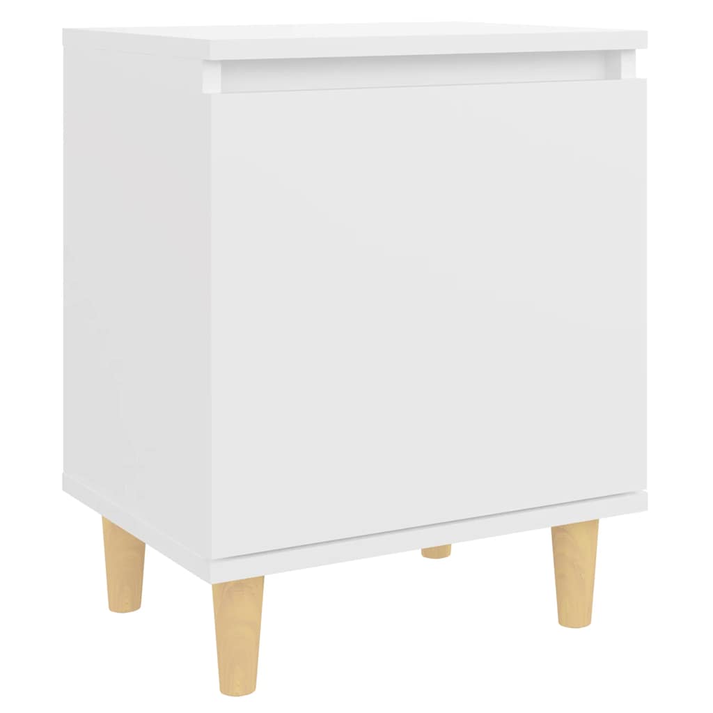 805816 vidaXL Bed Cabinets with Solid Wood Legs 2 pcs White 40x30x50 cm