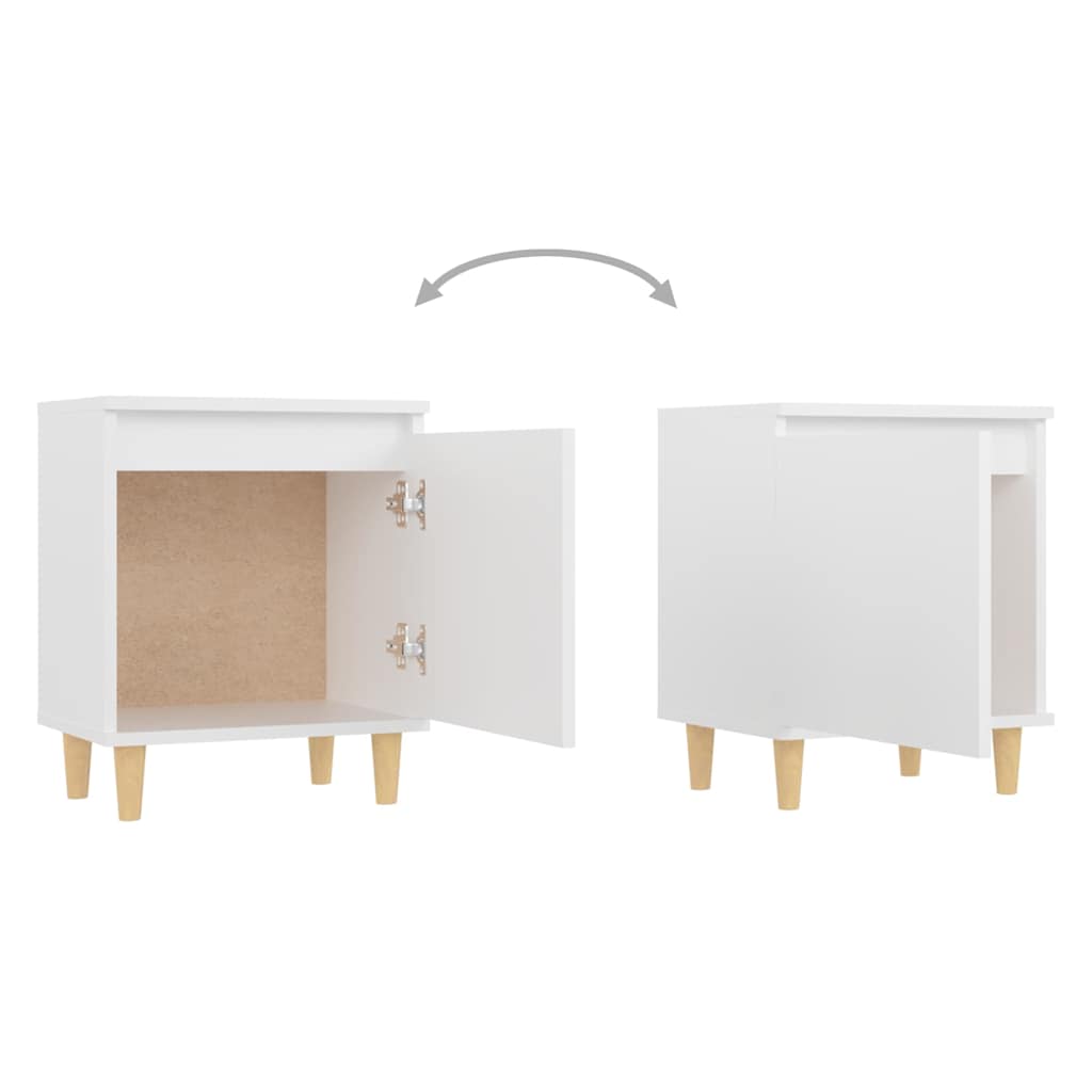 805816 vidaXL Bed Cabinets with Solid Wood Legs 2 pcs White 40x30x50 cm