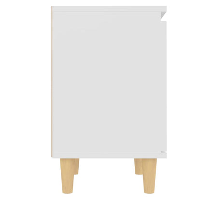 805816 vidaXL Bed Cabinets with Solid Wood Legs 2 pcs White 40x30x50 cm