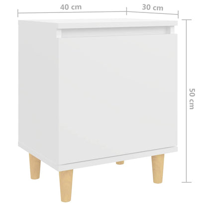 805816 vidaXL Bed Cabinets with Solid Wood Legs 2 pcs White 40x30x50 cm