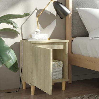 805821 vidaXL Bed Cabinet with Solid Wood Legs Sonoma Oak 40x30x50 cm