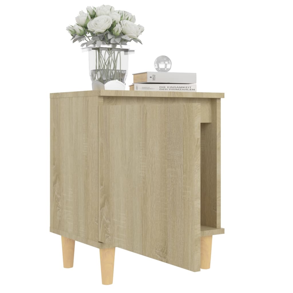 805821 vidaXL Bed Cabinet with Solid Wood Legs Sonoma Oak 40x30x50 cm