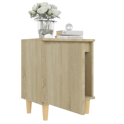 805821 vidaXL Bed Cabinet with Solid Wood Legs Sonoma Oak 40x30x50 cm