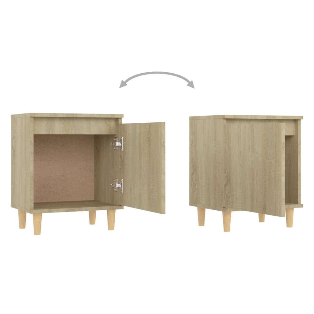 805821 vidaXL Bed Cabinet with Solid Wood Legs Sonoma Oak 40x30x50 cm
