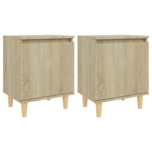 805822 vidaXL Bed Cabinets with Solid Wood Legs 2 pcs Sonoma Oak 40x30x50 cm