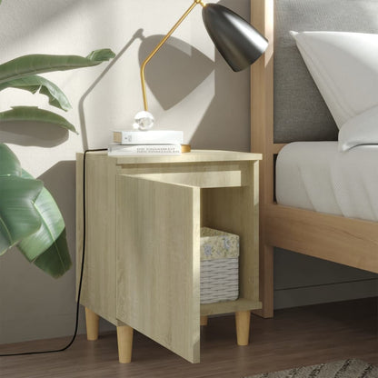 vidaXL Bed Cabinets with Solid Wood Legs 2 pcs Sonoma Oak 40x30x50 cm