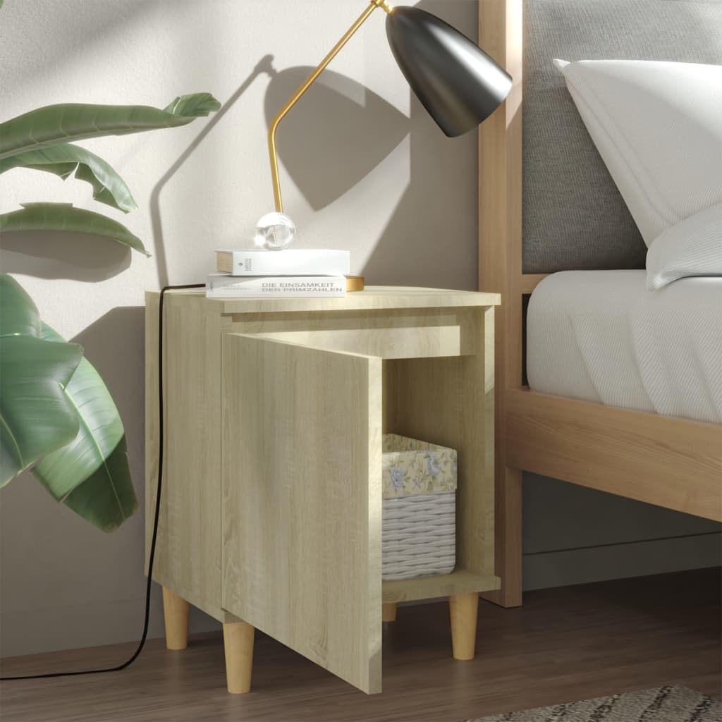 vidaXL Bed Cabinets with Solid Wood Legs 2 pcs Sonoma Oak 40x30x50 cm