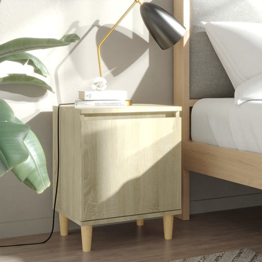 805822 vidaXL Bed Cabinets with Solid Wood Legs 2 pcs Sonoma Oak 40x30x50 cm