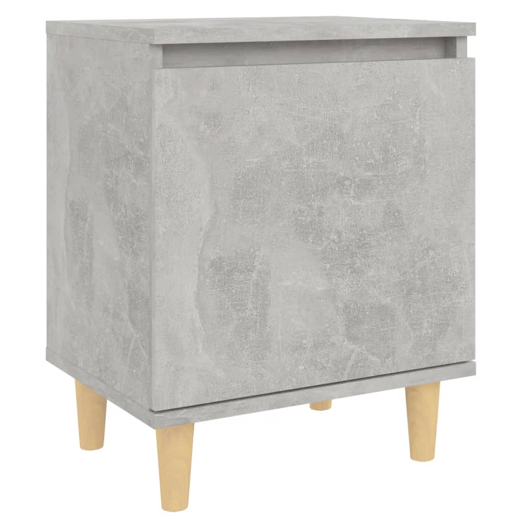 805823 vidaXL Bed Cabinet with Solid Wood Legs Concrete Grey 40x30x50 cm