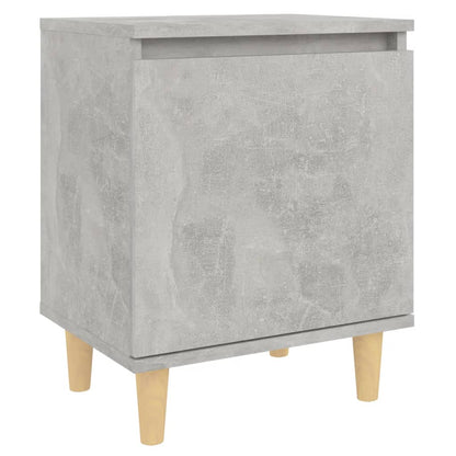 805823 vidaXL Bed Cabinet with Solid Wood Legs Concrete Grey 40x30x50 cm