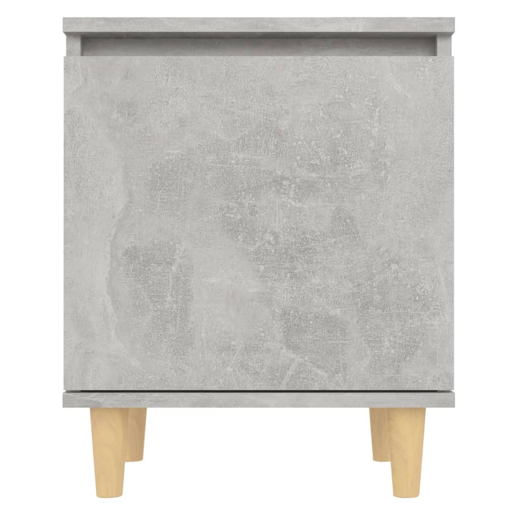 805823 vidaXL Bed Cabinet with Solid Wood Legs Concrete Grey 40x30x50 cm