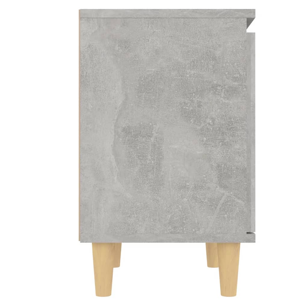 805823 vidaXL Bed Cabinet with Solid Wood Legs Concrete Grey 40x30x50 cm
