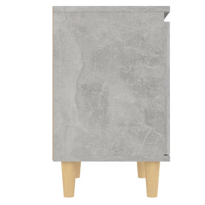 805823 vidaXL Bed Cabinet with Solid Wood Legs Concrete Grey 40x30x50 cm