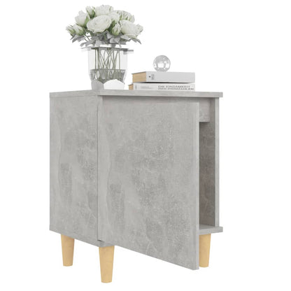 805824 vidaXL Bed Cabinets with Solid Wood Legs 2pcs Concrete Grey 40x30x50cm