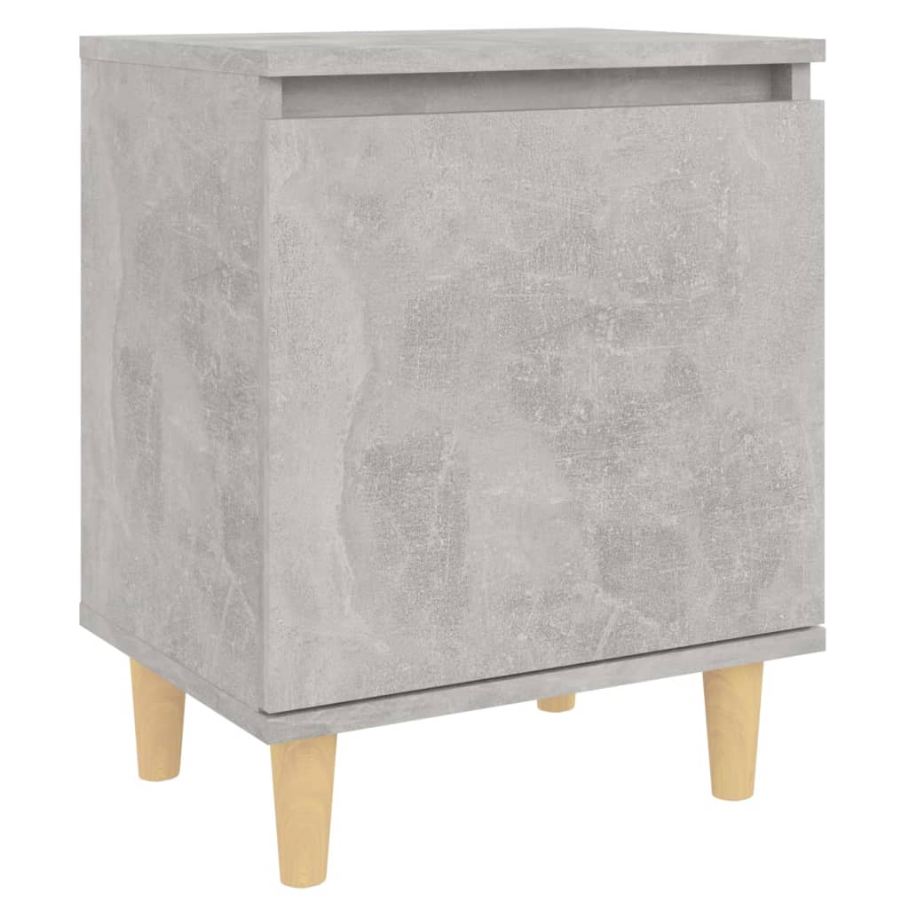805824 vidaXL Bed Cabinets with Solid Wood Legs 2pcs Concrete Grey 40x30x50cm