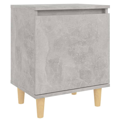 805824 vidaXL Bed Cabinets with Solid Wood Legs 2pcs Concrete Grey 40x30x50cm