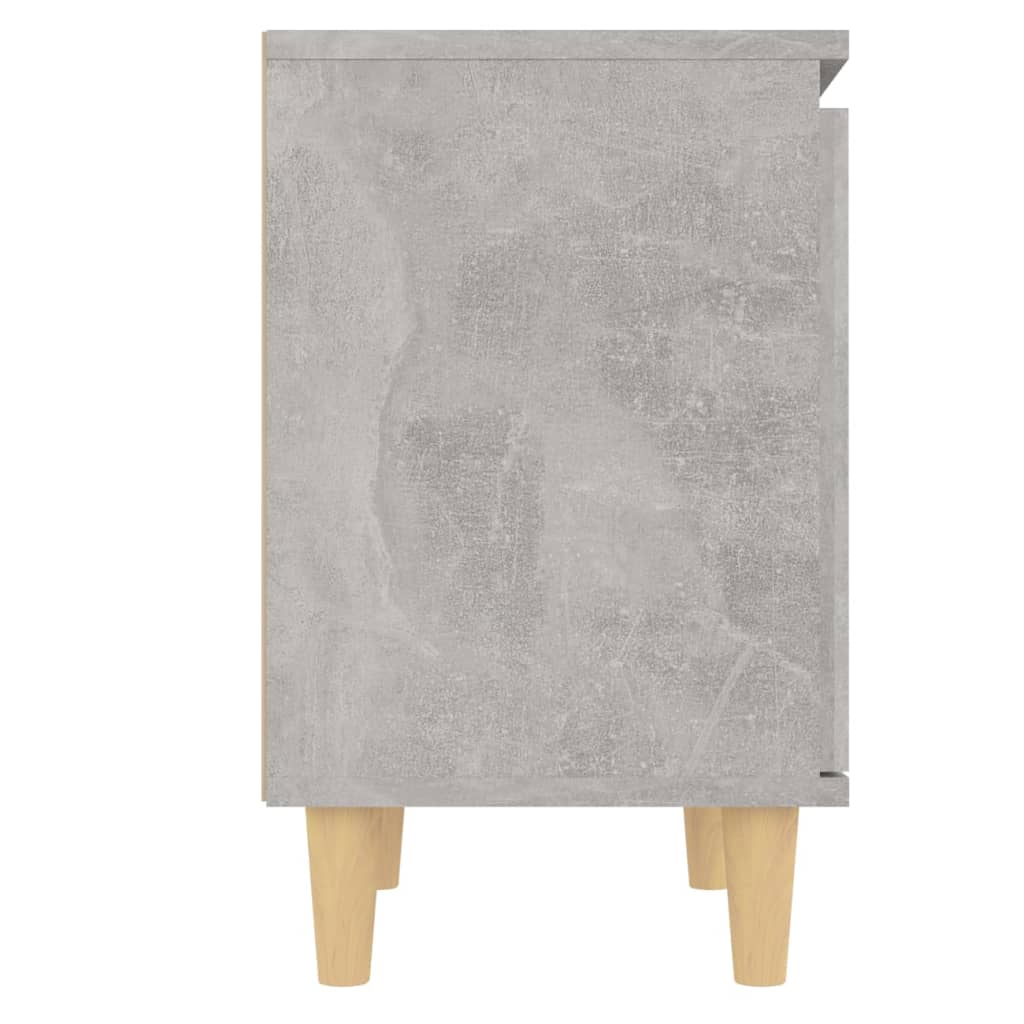 805824 vidaXL Bed Cabinets with Solid Wood Legs 2pcs Concrete Grey 40x30x50cm