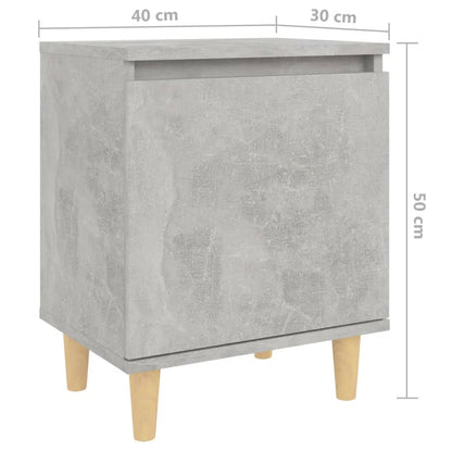 805824 vidaXL Bed Cabinets with Solid Wood Legs 2pcs Concrete Grey 40x30x50cm