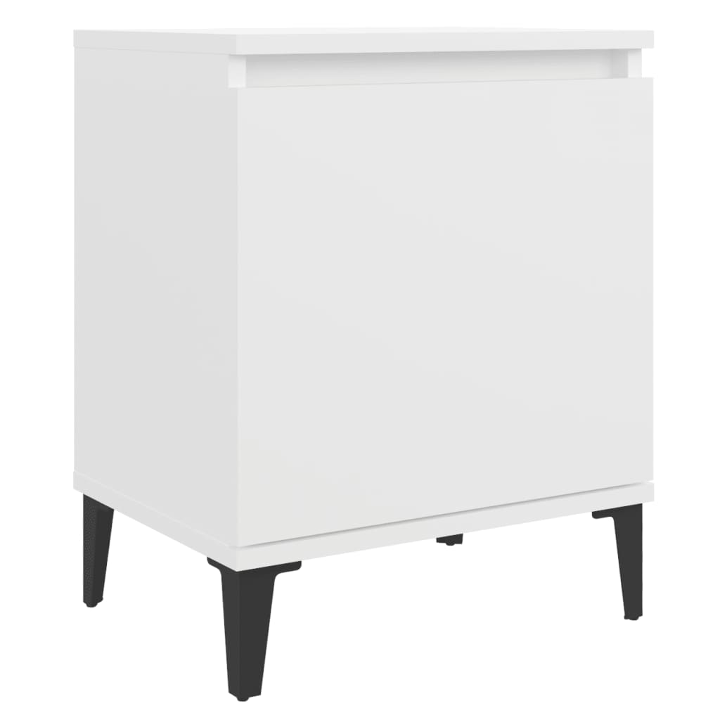 805833 vidaXL Bed Cabinet with Metal Legs White 40x30x50 cm
