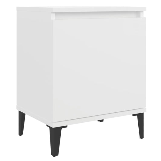 805833 vidaXL Bed Cabinet with Metal Legs White 40x30x50 cm