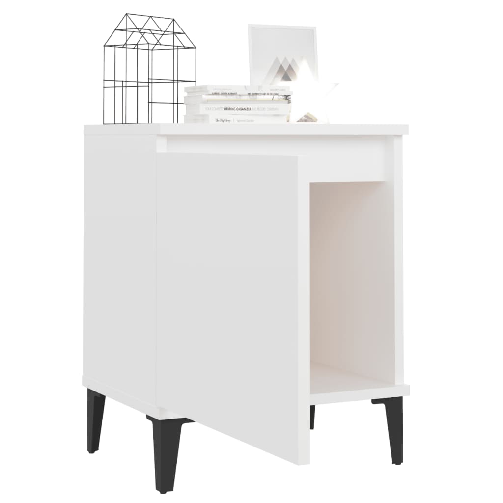 805833 vidaXL Bed Cabinet with Metal Legs White 40x30x50 cm