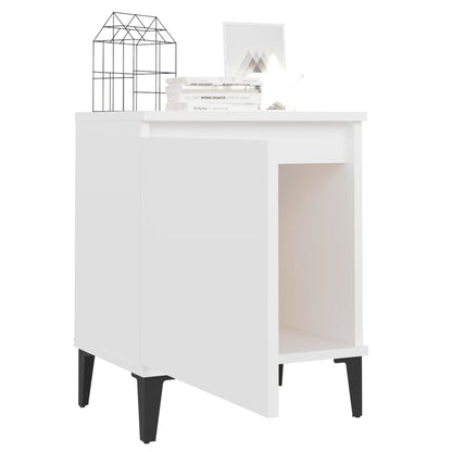 805833 vidaXL Bed Cabinet with Metal Legs White 40x30x50 cm