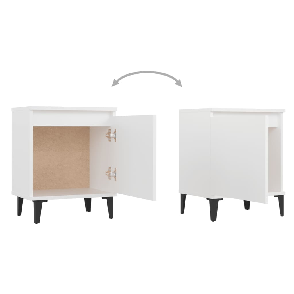 805833 vidaXL Bed Cabinet with Metal Legs White 40x30x50 cm