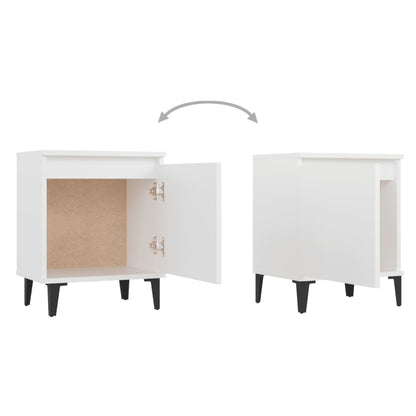 805833 vidaXL Bed Cabinet with Metal Legs White 40x30x50 cm