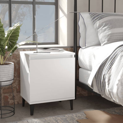 805833 vidaXL Bed Cabinet with Metal Legs White 40x30x50 cm