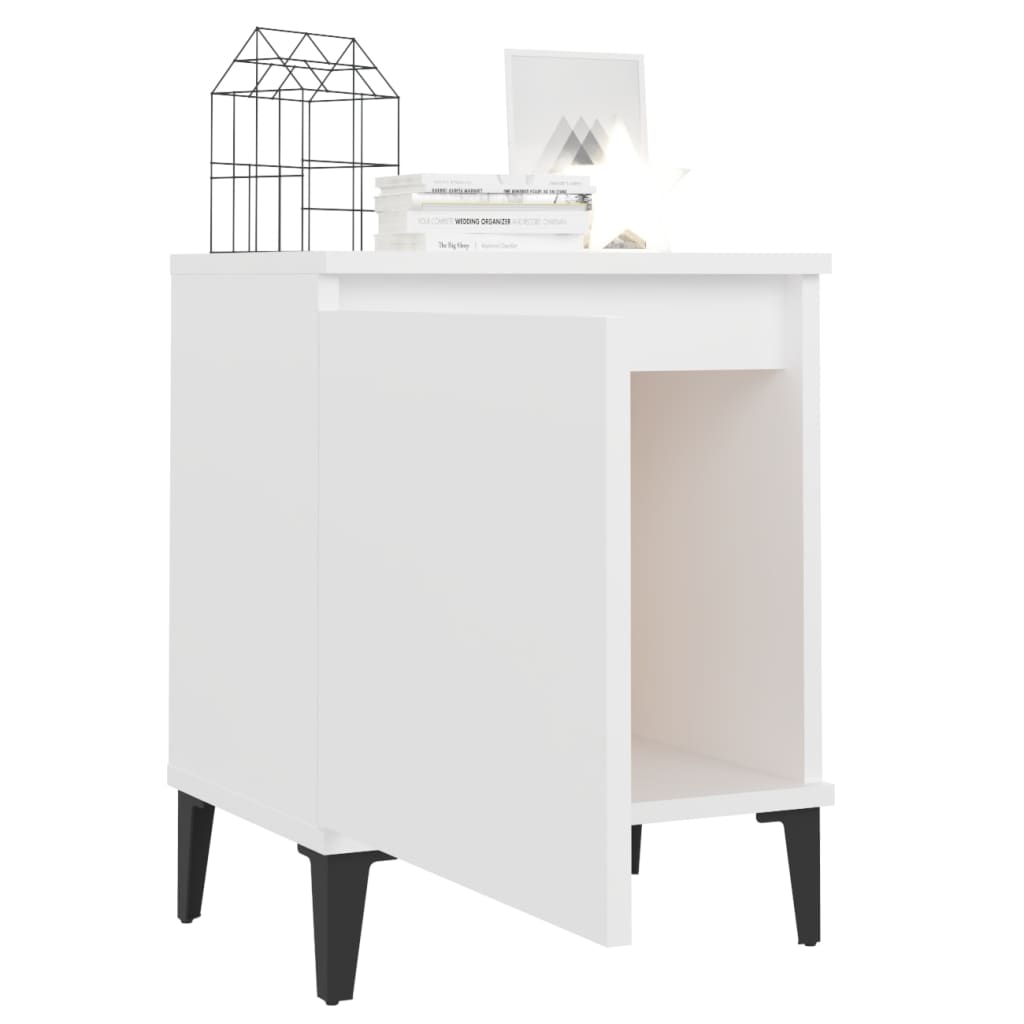 805834 vidaXL Bed Cabinets with Metal Legs White 40x30x50 cm