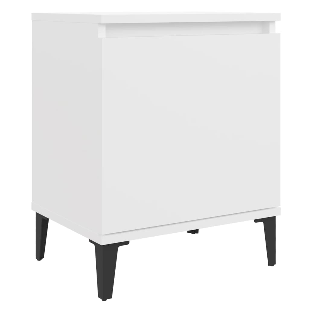 805834 vidaXL Bed Cabinets with Metal Legs White 40x30x50 cm