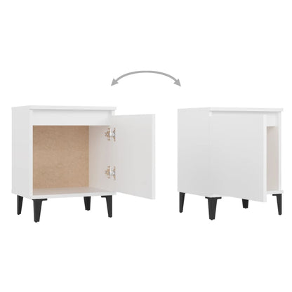 805834 vidaXL Bed Cabinets with Metal Legs White 40x30x50 cm