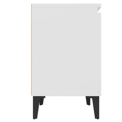 805834 vidaXL Bed Cabinets with Metal Legs White 40x30x50 cm