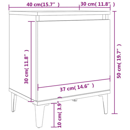 805834 vidaXL Bed Cabinets with Metal Legs White 40x30x50 cm