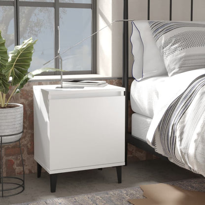 805834 vidaXL Bed Cabinets with Metal Legs White 40x30x50 cm