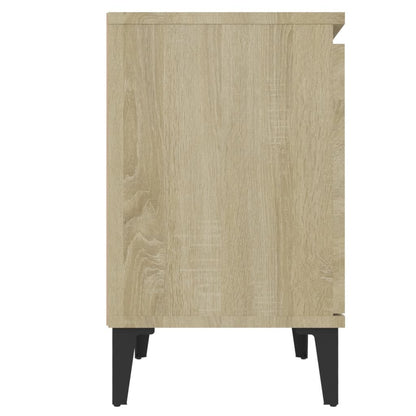 vidaXL Bed Cabinet with Metal Legs Sonoma Oak 40x30x50 cm
