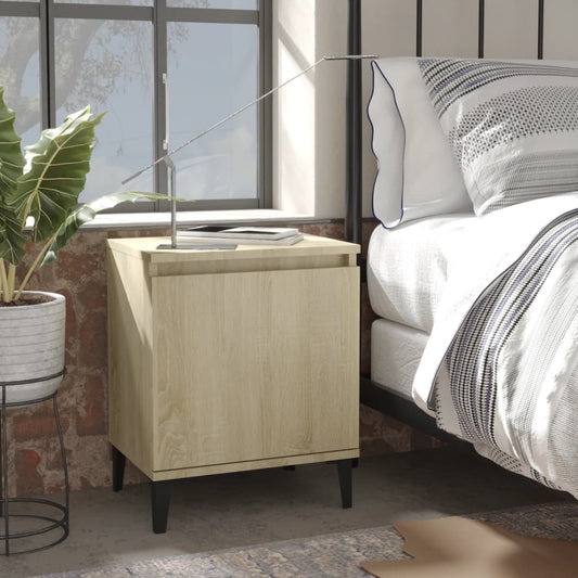 805840 vidaXL Bed Cabinets with Metal Legs Sonoma Oak 40x30x50 cm