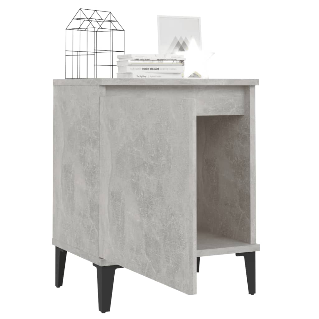 vidaXL Bed Cabinet with Metal Legs Concrete Grey 40x30x50 cm
