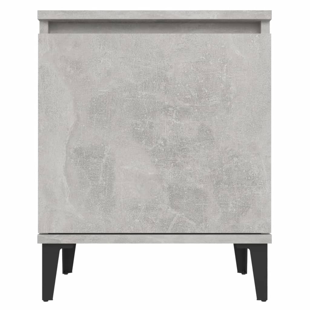 vidaXL Bed Cabinet with Metal Legs Concrete Grey 40x30x50 cm