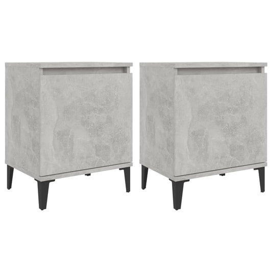 805842 vidaXL Bed Cabinets with Metal Legs Concrete Grey 40x30x50 cm