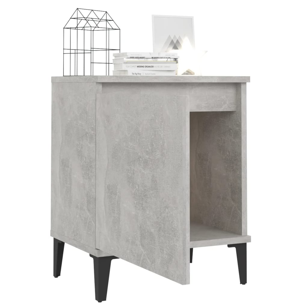 vidaXL Bed Cabinets with Metal Legs Concrete Grey 40x30x50 cm
