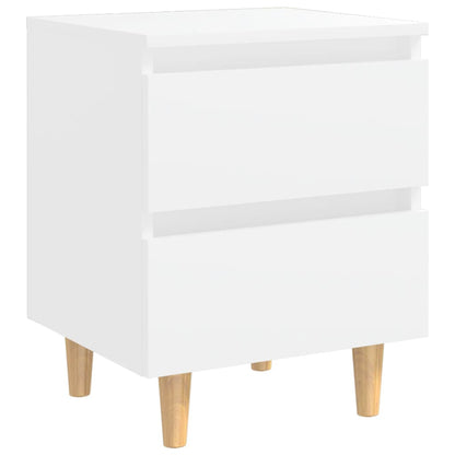 vidaXL Bed Cabinet with Solid Pinewood Legs White 40x35x50 cm