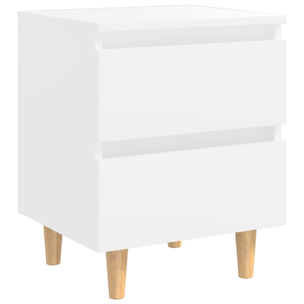 805851 vidaXL Bed Cabinet with Solid Pinewood Legs White 40x35x50 cm