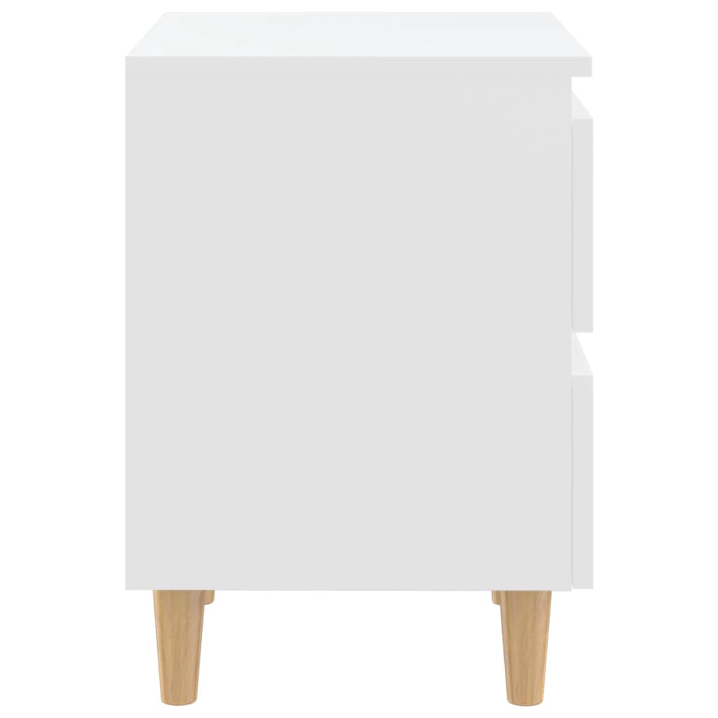 vidaXL Bed Cabinet with Solid Pinewood Legs White 40x35x50 cm