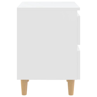 vidaXL Bed Cabinet with Solid Pinewood Legs White 40x35x50 cm
