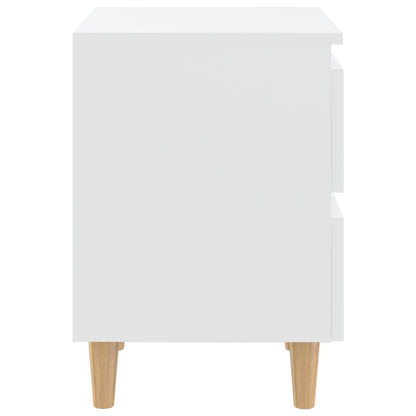 vidaXL Bed Cabinet with Solid Pinewood Legs White 40x35x50 cm