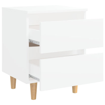 vidaXL Bed Cabinet with Solid Pinewood Legs White 40x35x50 cm