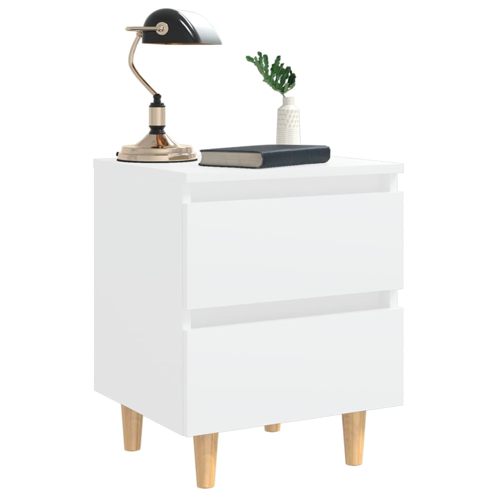 805851 vidaXL Bed Cabinet with Solid Pinewood Legs White 40x35x50 cm