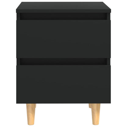 vidaXL Bed Cabinets with Solid Pinewood Legs 2 pcs Black 40x35x50 cm