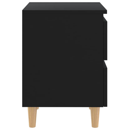 vidaXL Bed Cabinets with Solid Pinewood Legs 2 pcs Black 40x35x50 cm